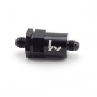 HYBRID RACING BLACK INLINE FUEL FILTER -6AN TO -6AN (UNIVERSAL)