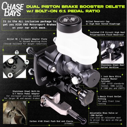 Chase Bays Dual Piston Brake Booster Delete with Bolt-On 6:1 Pedal Ratio