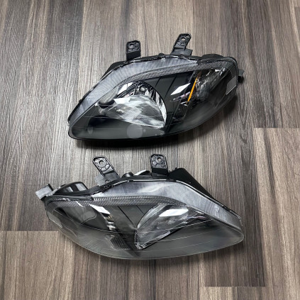 Honda Civic 1999-2000 Headlights Amber / Black Housing