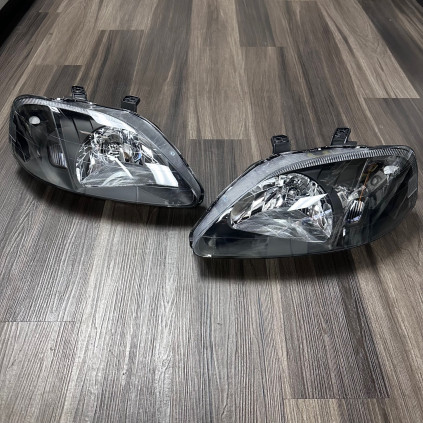 Honda Civic 1999-2000 Headlights Amber / Black Housing